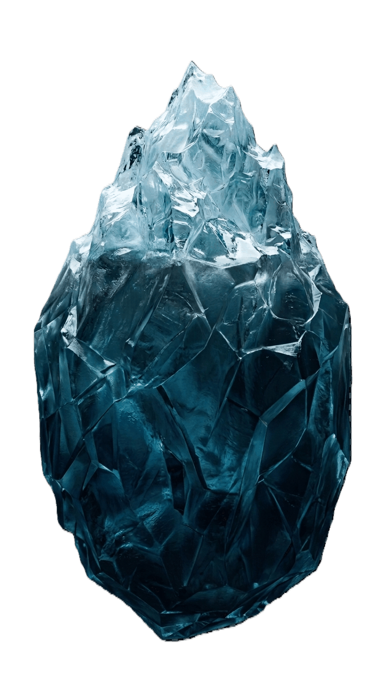 Ledovec znázorňující skryté náklady na energii - nad hladinou viditelná cena komodity, pod hladinou skryté poplatky